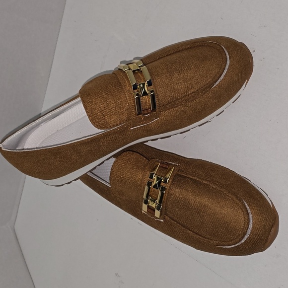 SHEIN Brown and Gold Flats Moccasin-Style Loafers - Picture 8 of 11